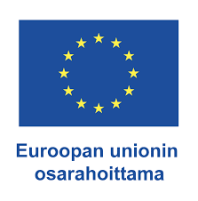 Sinikeltainen logo, jossa EU-lippu ja teksti Euroopan unionin osarahoittama.